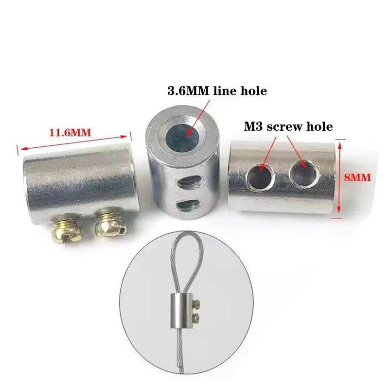 20Pcs Upgraded wire Rope cable clamps single/hole cable clamps（3.6MM line