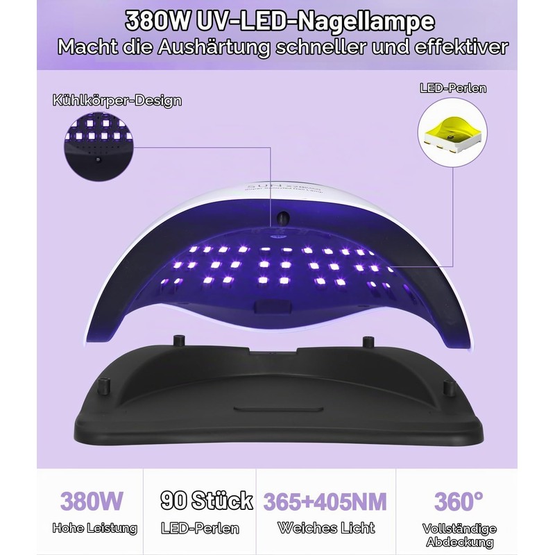 Qixeva UV Lamp for Gel Nails, 380 W UV Lamps,