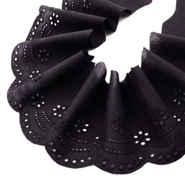 ZNZAKKA Eyelet Lace Trim Black Embroidered Cotton Lace Trim for Clothing Accessories Crafts Home Decoration
