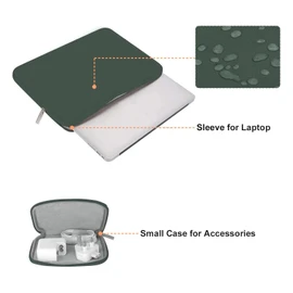 MOSISO Funda Protectora Compatible con MacBook Air 13 M3 A3113 M2 A2681 M1 A2337 A2179 A1932 / Pro 13 M2 M1 A2338 A2251 A2289 A2159 A1989 A1706 A1708,Neopreno Bolsa con Pequeño Caso, Verde Medianoche