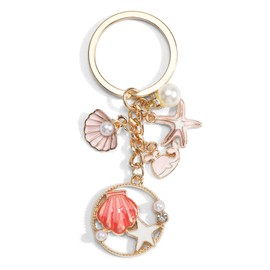 Gallkeat Shell Starfish Keychain for Women, Cute Cartoon Keychains, Bag Charms, Bags Charm, Jewellery Crafts, gold, S