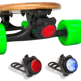 eggboards Luces LED para monopatín bajo – Luces de Longboard Recargables por USB Frontal y Trasera. Kit de Luces eléctricas Ideales para monopatín, Accesorios con 2 Cables USB y 4 Correas