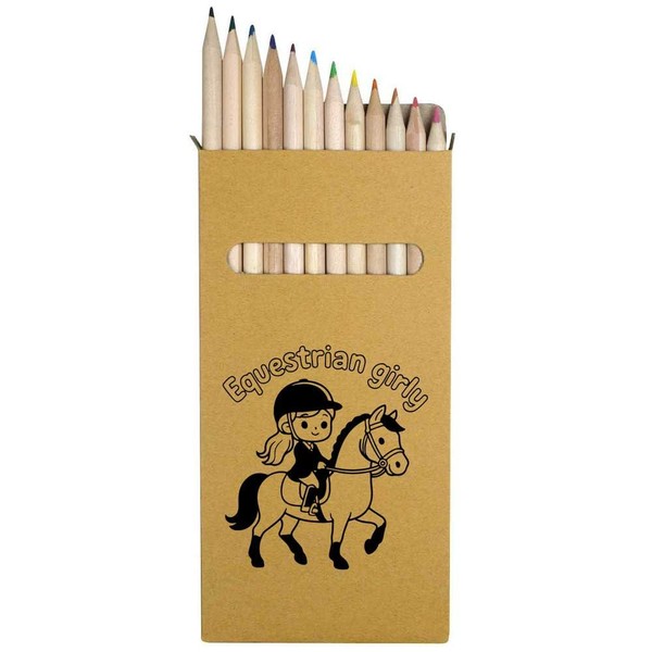 Azeeda 12 x 'Equestrian Girly' Long 178mm Coloured Pencils/Pencil Set