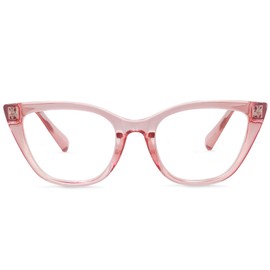 In Style Eyes Stylish Reading Glasses - Full-Rimmed, Classic Large Cat Eye Frame - Non Prescription, Full Magnification Lens - Clear Rose - 2.75x