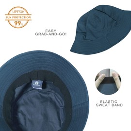 GADIEMKENSD - Gorro de cubeta 100% algodón, unisex, protección solar UPF 50, ligero, plegable, marino, 7-7 1/2