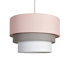 MiniSun | Round Modern 3 Tier Pink and Grey Fabric Ceiling Pendant Light Shade | Pendant Lights, Home Décor & Improvement Essential