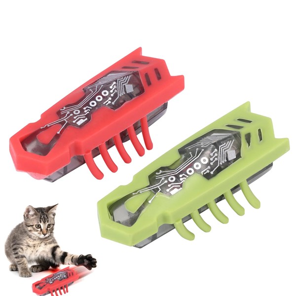 ZONJIE Mini Robot Beetle Cat Toy, Electric Glowing Mouse Interactive