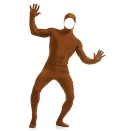 Aniler Men's and Women's Spandex Open Face Full Body Zentai Costume Bodysuit (X-Large, Brown)