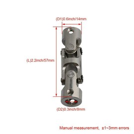 BE-TOOL U-Joint 8-8MM Universal Couplings Three-Section Universal Joint Joint Coupler for Boat Car & DIY (Pack of 1)