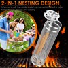 4 PCS Rolling Grill Basket, Nesting Grill Baskets with Wood