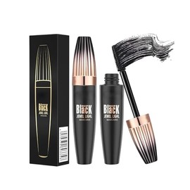 4D Silk Fiber Mascara Black: 5X Volume and Length Liquid Mascara With Fiber Extending Thickening - Waterproof, Smudge-proof, Full and Soft
