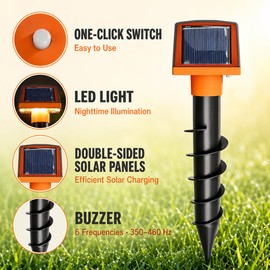 Solar Animal Repeller for Lawns and Gardens - Double-Sided Solar Charging for Outdoor Soil Areas