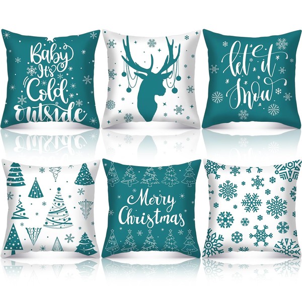 VitalCozy 6 Pcs 18 x 18 inch Christmas Throw Pillow