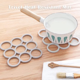 2 Pcs Trivet Heat Resistant Mat Non Slip Durable Flexible Table Mats Reusable Round Cup Mat Hot Pot Holder Heat Resistant for Kitchen Accessories