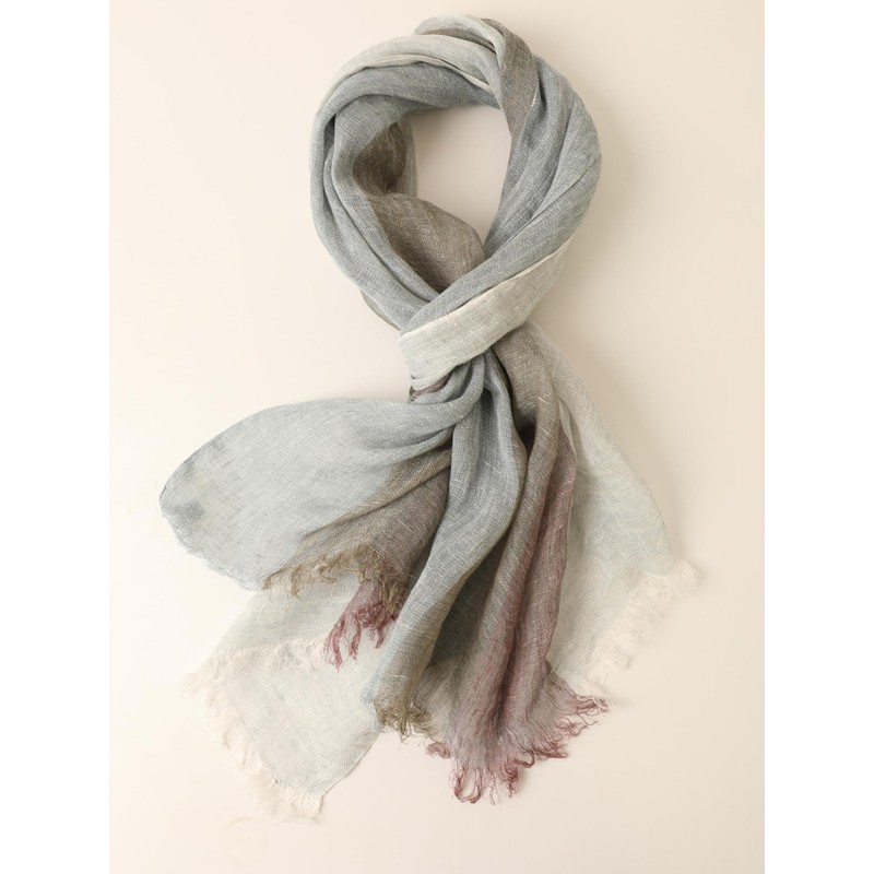 Prettystern Men's Scarf Linen Fringe Maritime Stripes Summer Scarf, T116
