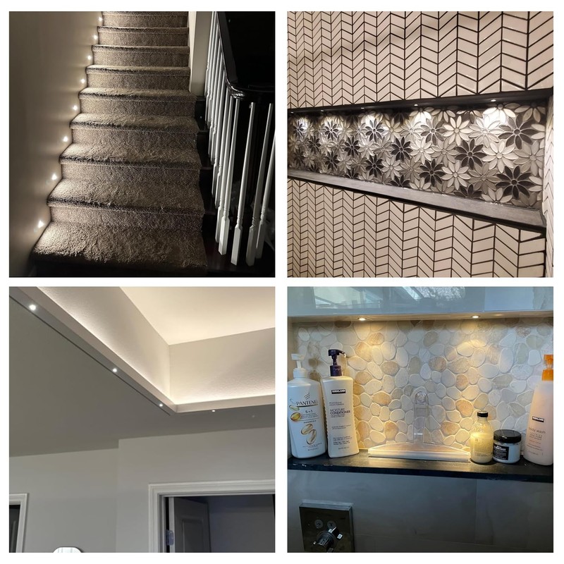 HHTUN Mini Downlight DC12V 1W 5000K 9Pack Silver Shell,Used for