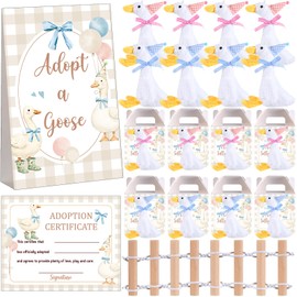 Blueweenly 20 Set Adopt A Puppy Favors 20 Small Stuffed Puppy Plush Dogs Bulk with 20 Kraft Paper Boxes 20 Adoption Cards 1 White Fence and 1 Paper Sign for Adopt A Pet Party (Goose)