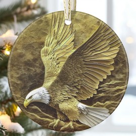 3.5" Ceramic Bald Eagle Ornaments for Christmas Tree, Christmas Ornaments, Bald Eagle Christmas Ornament, Christmas Decoration, Christmas Tree Ornaments, Gift Exchange, Gift Idea, Bauble Present