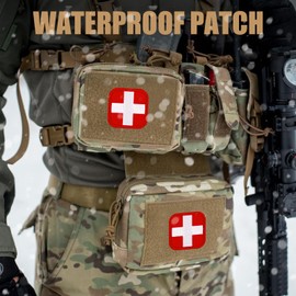 3pcs Red Cross Rescue Badge, Tactical First Responder Set with Fastener for Backpacks, Military Bags, Backpacks, Clothing, Jackets, Hats, Transport Boxes