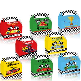 Partystadl 24 Pcs Race Car Party Favor Boxes Running Goodies Candy Treat Bags Hot Wheels Birthday Party Favor Box Ready Go Racing Car Themed Partys Supplies boxes