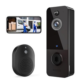 Video Doorbell Camera Wireless with Chime, Video Door Bell with Wide-Angle Lens,Two Way Audio, PIR Motion Detection, Smart Doorbell Works with Night Vision and Cloud Storage