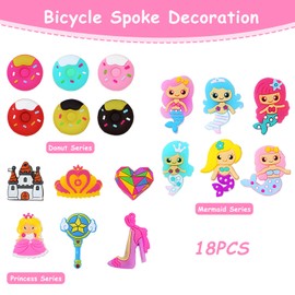 lioewhu Bicycle Spoke Clips, Pack of 18 Bicycle Spokes Decoration, Bicycle Spoke Decoration, Creative Bicycle Accessories Children, Bicycle Clips Bright Colourful for Girls and Boys