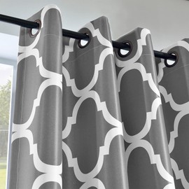 Melodieux Moroccan Fashion Room Darkening Blackout Grommet Curtain for Bedroom Kitchen Small Windows, 52 by 45 Inch, Grey (1 Panel)