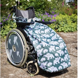 BundleBean - Fleece-Lined Wheelchair Cosy Cover - 100% Waterproof Rain Cover for Wheelchair Users - Universal Fit for Manual and Powered Wheelchairs- Adult Size (Polar Bear)
