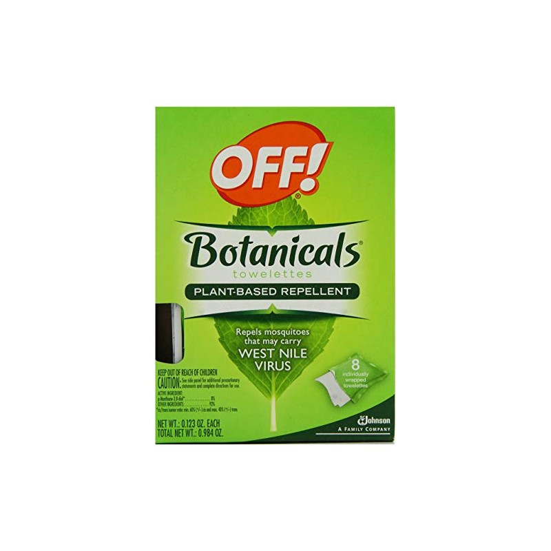 Off Botanicals Towelettes Wipes Natural Insect Mosquito West Nile Repellent