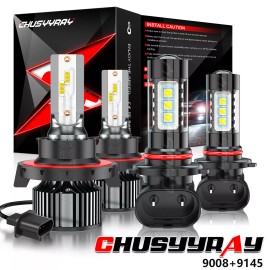 CHUSYYRAY For Ford F-450 F-550 Super Duty 2005-2021 4x 6500K LED Headlight Fog Light Bulbs