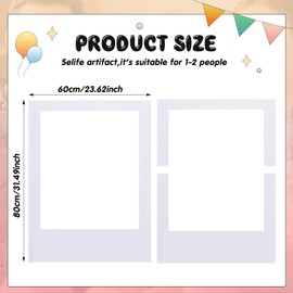Beeveer 32 x 24 Inch Large Blank DIY Photo Booth Props Picture Frame Party Frame DIY Photo Booth Props Selfie for Birthday, Graduation,Back to School,Christmas Holiday Party(Vertical,White)
