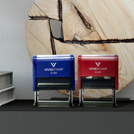 All Quality Signature Blend Self-Inking Rubber Stamp | Handcrafted Products - Large 3/4" x 1-7/8", Blue