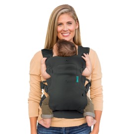 Infantino Flip 4-in-1 Light & Airy Baby Carrier - Breathable, Lumbar Support, Adjustable Waist Belt, Headrest, Ergonomic Seat, Soft Straps for Newborns from 3.6 - 14.5 kg, Dark Grey