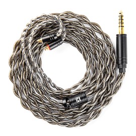 EZ EAR KBEAR DarkJade IEM In-Ear Monitor Cable with Silver-Plated Connector for KZ ZS10PRO/ZS12 PRO X/EDX PRO/ZSN PRO X/CASTOR/AS16 PRO/AS24/ZAR/ZAS/ZAX,CCA CRA/C10 (4.4 mm without Microphone, Grey