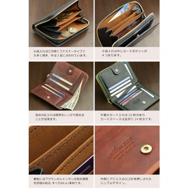 Abies Vintage Wax Leather, Genuine Leather, Round Zipper, Bi-fold Wallet, Made in Japan, vermillion orange