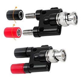 MejaRizon 2 Stück BNC Stecker, auf 4mm Dual Banana Female Jack Buchse, 2 x 4 mm Dual-Bananenbuchse Anschlussklemme Audio-Adapter-Anschluss, Binding Posts RF Koaxial Adapter BNC auf Banana Coax