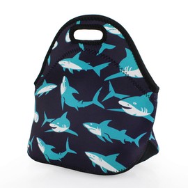 Violet Mist Neoprene Lunch Bag Tote Reusable Insulated Waterproof School Picnic Carrying Lunchbox Food Container Organizer For Boys, Women, Men, Adults, Kids, Girls (Shark)