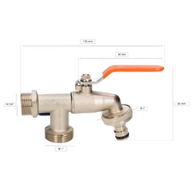 KOTARBAU® Double Ball Outlet Valve with Hose Connection 3/4 Inch and 1 Inch as External Tap