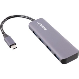 InLine® USB 3.2 Hub, USB Type-C to 4X USB A 10Gb/s, Metal Housing, Grey