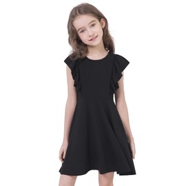 QPANCY Black Dresses for Girls Summer Clothes Swing Ruffle Sun Dress, 4t 5t