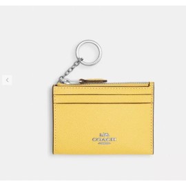COACH 88250 Crossgrain Leather Mini Skinny Id Card Case SV/Retro Yellow $88