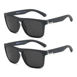 DUBERY Classic Polarized Sunglasses for Men Women Retro 100% UV Protection Driving Sun Glasses D731,2 Pack (Black/Black+Black/Black)