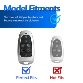 for Hyundai Key Fob Cover with Keychain, Soft TPU Key Fob Case Compatible with 2019-2022 Sonata Santa Tucson 7 Buttons Smart Key