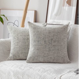 Home Brilliant Decorative Accent Pillow Covers Chenille Throw Pillows for Couch Bedroom Plush Cushion Cover for Sofa, 2 Pack, 18x18 inch (45cm), Cream Mixed Black