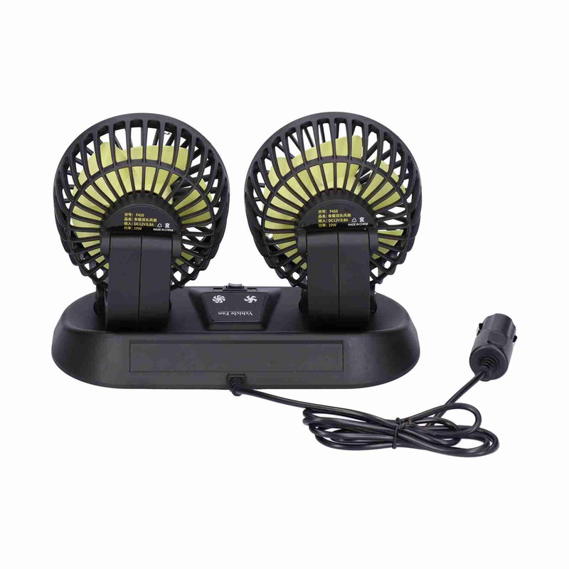 Electric Car Fan 360° Rotatable DoubleHead 5 Blades 2 Speeds