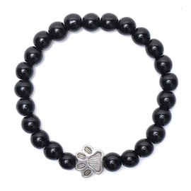 COSOWO Paw Memorial Bracelet for Dog Cat, Sympathy Gift for Loss of Beloved Pet, Rainbow Bridge Memorial Gift for Pet Lovers, Adjustable Pet Keepsake Bracelet with Heart Charm, Glossy