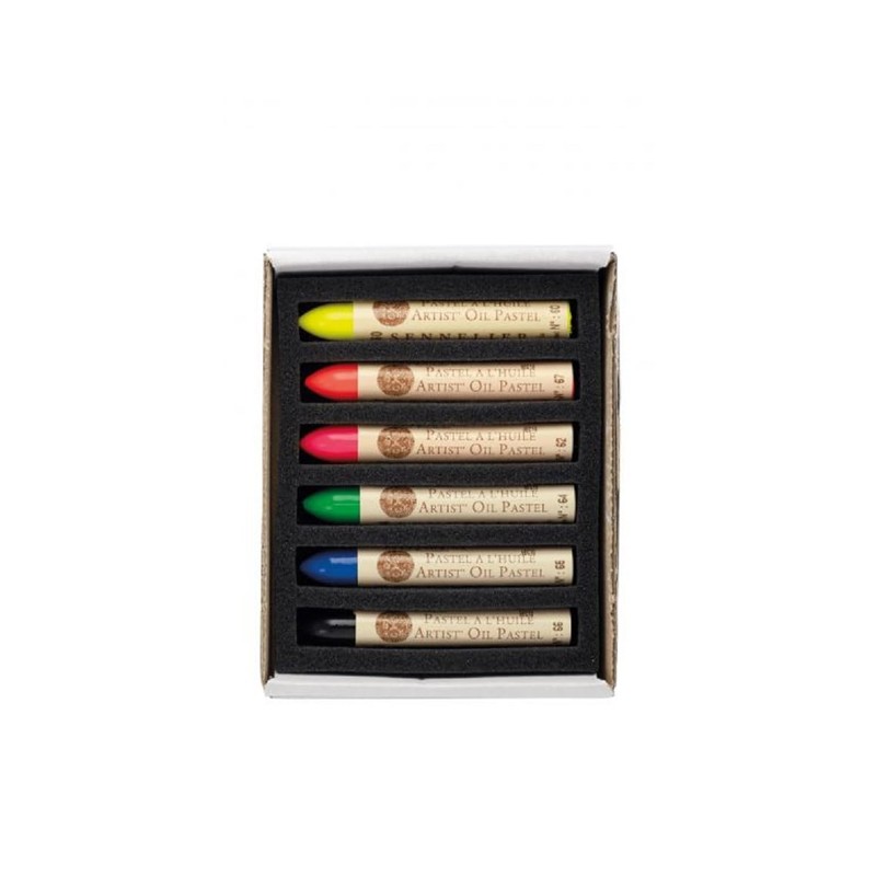 Sennelier Oil Pastels 6 Colours Set Fluorescent and Mini Tweezers