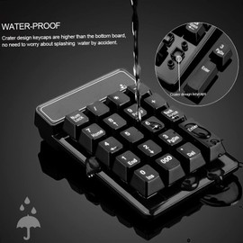 2.4G Cordless Number Pad, Mechanical Feel Numeric Keypad, Plug and Play, for Window Mac OS, with Curved Design and Waterproof