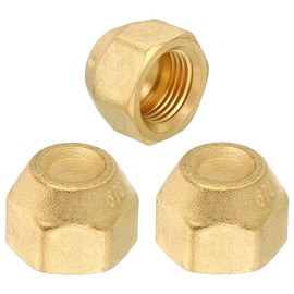 PATIKIL Sockets 3/8 Inch Brass Seal Plug 3 Pack SAE Torch Pipe Fitting 45 Degree Hexagonal Pipe Fittings for Air Conditioner Cooling