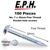 EPH Pocket Hole Screws for Hardwoods, # No.7 x 32mm